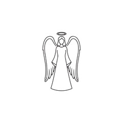 Christmas Angel Line Art Sketch