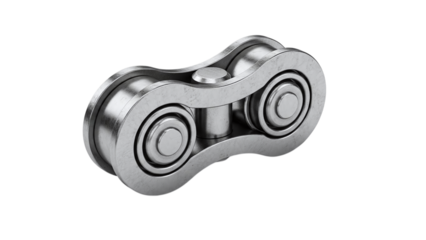 Metal Chain Link With Rollers isolated on a transparent background
