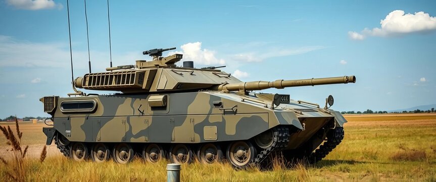 Modern armored infantry fighting vehicle on a field, forest, power