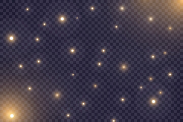 Vector magical glowing dust with sparkling light particles. Floating fairy dust effect for Christmas design. Transparent background.&nbsp;Vector illustration.