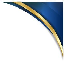 Elegant Blue and Gold Corner Design Element