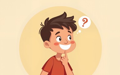 Happy boy thinking and working character vector design. High quality