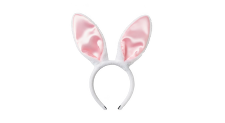 White fluffy bunny ears headband with pink satin lining rabbit ears costume