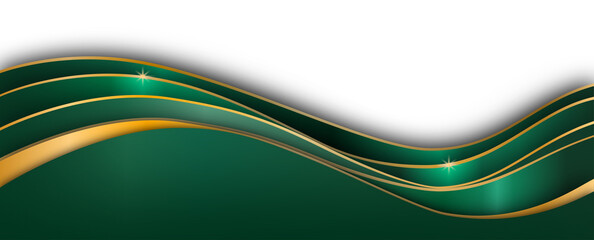Emerald Green Wave with Gold Accents - Elegant Abstract Background