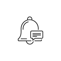 Obraz premium Minimalist line art icon of a notification bell with a message speech bubble.