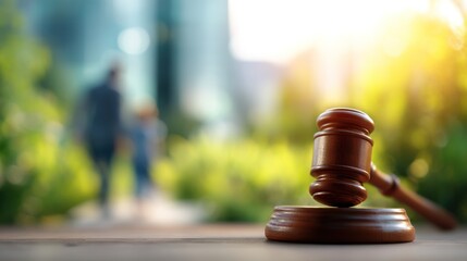 Wooden gavel on transparent background