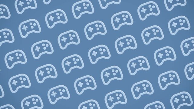 Blue Gaming Controller Pattern Animated Background Loop