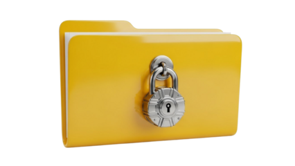 Secure Yellow Folder with Padlock Icon for Data Protection and Confidentiality