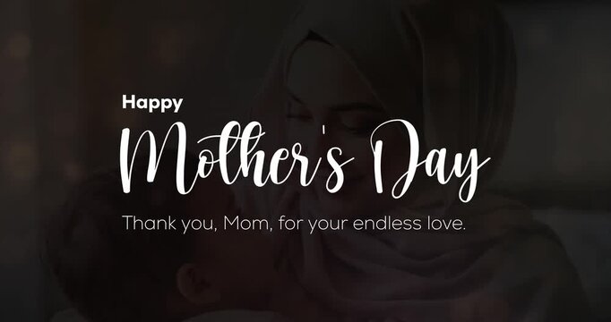 Happy Mother's Day animation of a mother holding her child with utmost affection.
