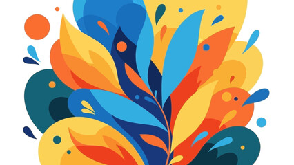 Abstract Flora: An artistic arrangement of vibrant shapes and colors evokes the essence of nature's beauty and the feeling of flourishing.