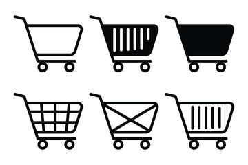 Outline Shopping Cart Icons Vector Set 
