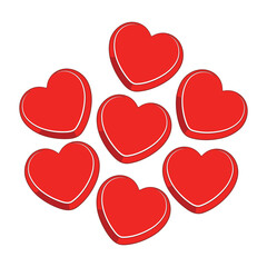 Red Heart Shapes Love Symbol Vector Set
