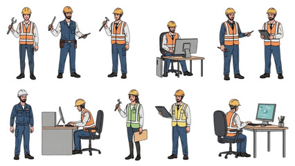 A stylish auto cad drawing of a men's fashion collection on a black background.