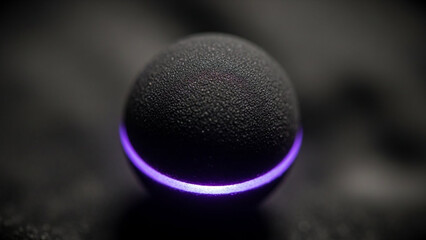 Smart speaker with purple light on dark background closeup