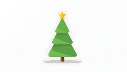 Fototapeta premium Minimalist Christmas tree illustration with star on white background