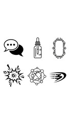 Abstract icons set communication technology science and speed element symbols for branding design vector illustration isolated on white background
