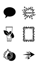 Black silhouette of chat speech bubble communication symbol icon simple shape for conversation dialogue and message box digital graphic element