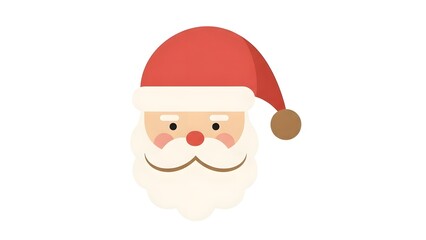 Cute Santa Claus Face Icon with Red Hat and Beard