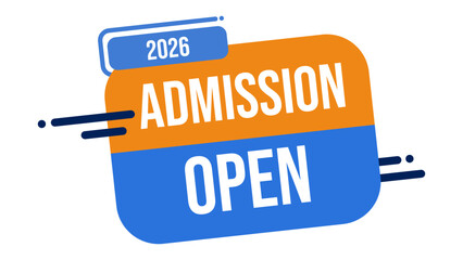 2026 Admission Open Banner with Orange and Blue Blocks for Educational Promotion