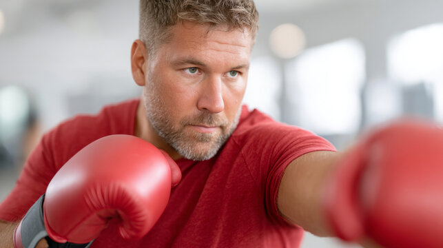 Intense boxing session with plus size man and trainer in gym for fitness motivation - Powered by Adobe