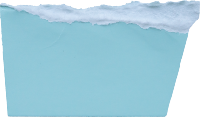 piece of blue cardboard paper tear isolated on white background