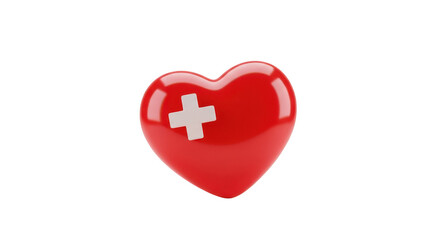 Obraz premium Red Heart with White Medical Cross Symbol isolated on a transparent background image