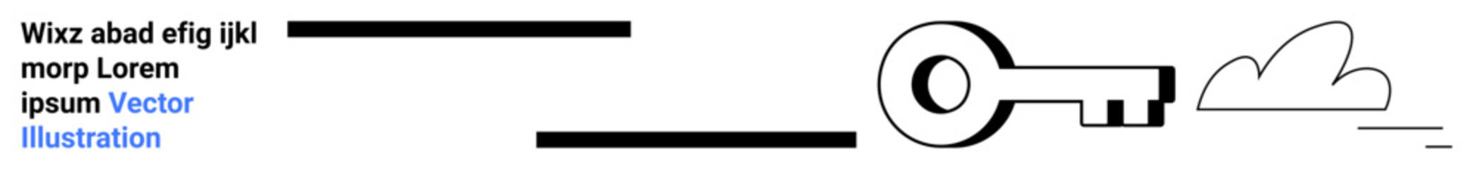 Security, cloud storage, digital access, minimalism, data protection, conceptual design. A simple black key and a cloud icon in a modern layout. Security and cloud storage concept