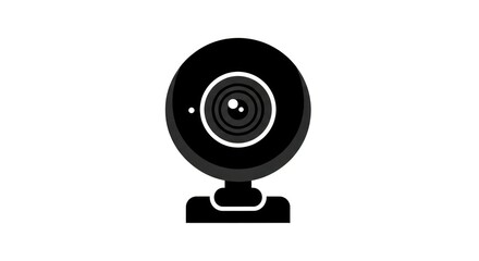 Black webcam illustration on white background, simple design
