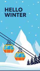 Vector illustration celebrate winter season with a gondola © Isha