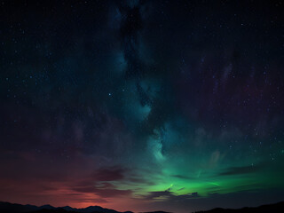 Fototapeta premium Neon Glowing Beautiful Night Sky. AI Generative Vibrant Cosmic Background