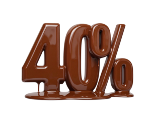 Forty Percent 40% Chocolate Number Melting and Dripping on Black Background 40 percent percentage