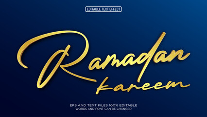 Ramadan Kareem Handwritten gold 3D Style text effect editable