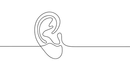 Ear, protection health concept design. World Day of Deaf concept design. Continuous single line art drawing vector illustration