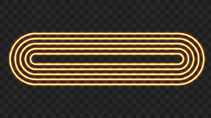 Bright yellow neon light effect in an elongated oval shape with multiple concentric lines on a dark transparent background.