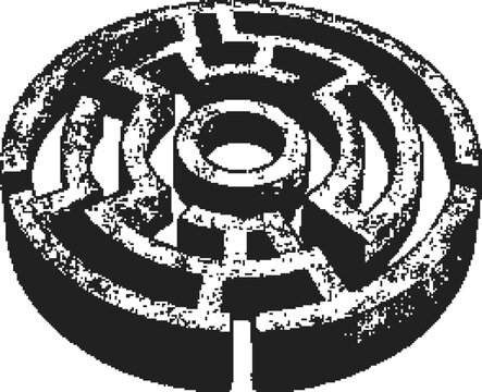 3D Circular Maze Illustration: Complex Labyrinth Puzzle for Challenge, Strategy, and Problem Solving Concepts, Finding the Way Out to Success