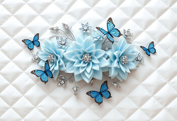 blue flowers on a wooden background