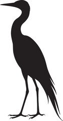 Fototapeta premium Heron Egret Silhouette Vector - Standing Wading Bird Icon