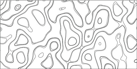 Black and white abstract organic contour lines forming a dense, intricate pattern with varying line thickness and closed shapes on a white background, ideal for graphic design and textures