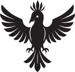 Obraz premium Stylized Crested Bird Flying with Spread Wings Silhouette Vector