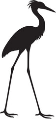 Fototapeta premium Standing Heron Bird Silhouette Vector Illustration