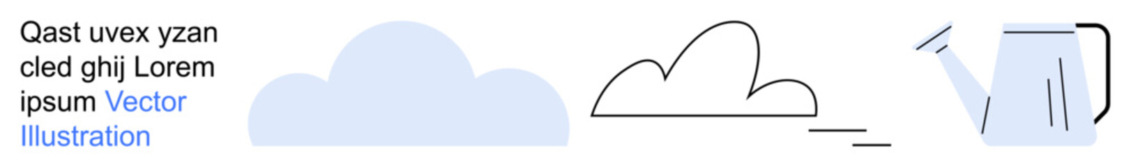 Gardening, weather prediction, cloud storage, sustainability, climate change, agriculture. Minimalist cloud and watering can. Gardening and weather prediction concept
