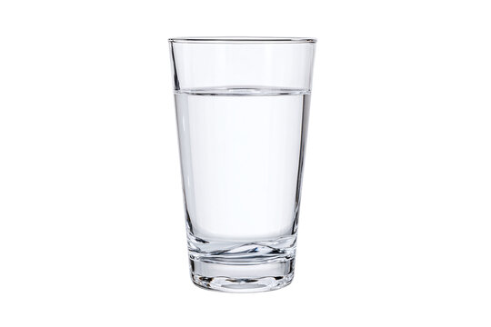 A glass of clear water isolated on transparent background stands upright