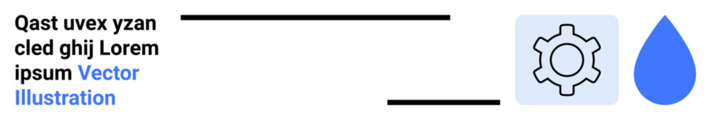 Gear representing system mechanics and water drop symbolizing resources. Ideal for technology, industry, sustainability, energy, resource conservation, automation. Perfect for a simple landing page