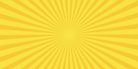 Yellow banner with Sun rays, yellow lines background,