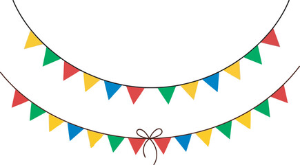 Obraz premium Colorful Triangle Bunting Flags on White Background