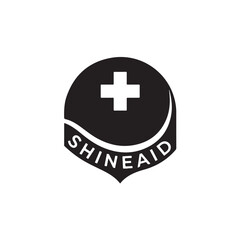 Fototapeta premium Medical Logo with Cross Symbol in Minimalist Design on Black Background with White Accents for Healthcare Branding