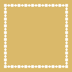 Elegant Gold Square Decorative Frame with White Geometric Border.