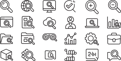 search vector icon grid magnifier symbols for interface and design use