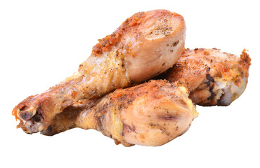 Grilled chicken legs on white background