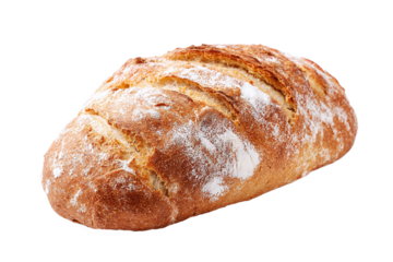 Loaf of freshly baked bread isolated on transparent background, closeup